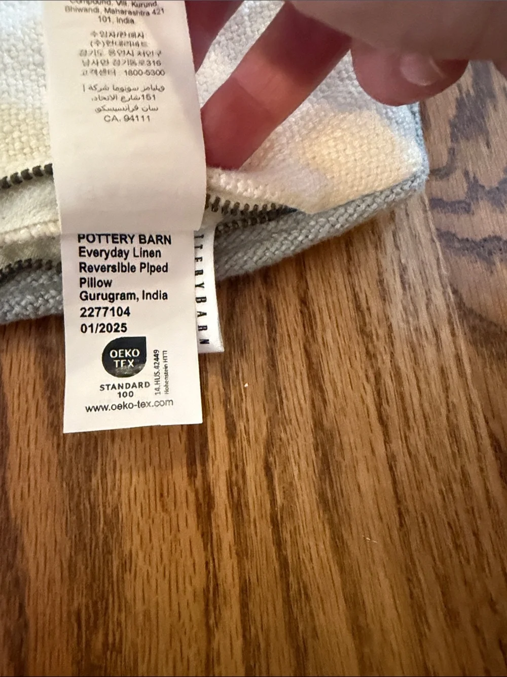 Pottery Barn Everyday Linen Pillow Cover EUC 20x20”